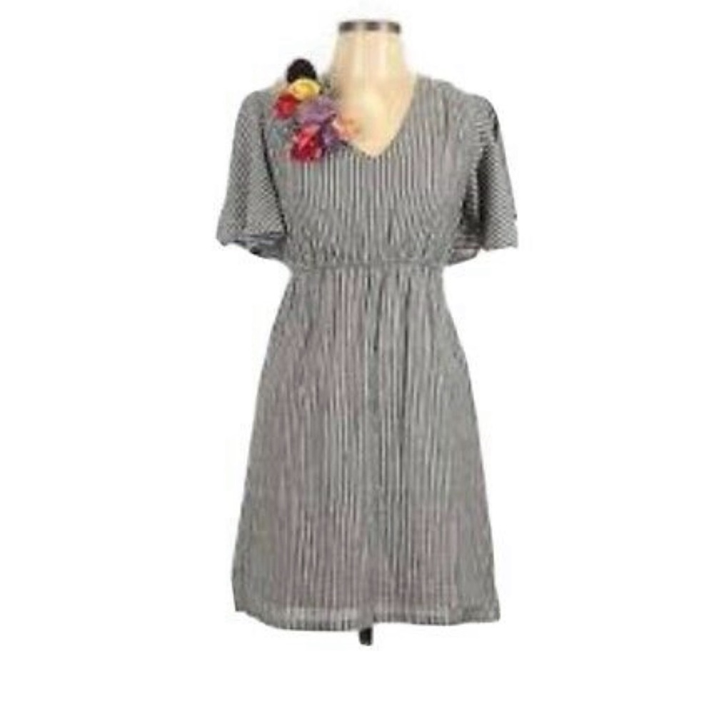 Judith March Striped 3D Floral Dress